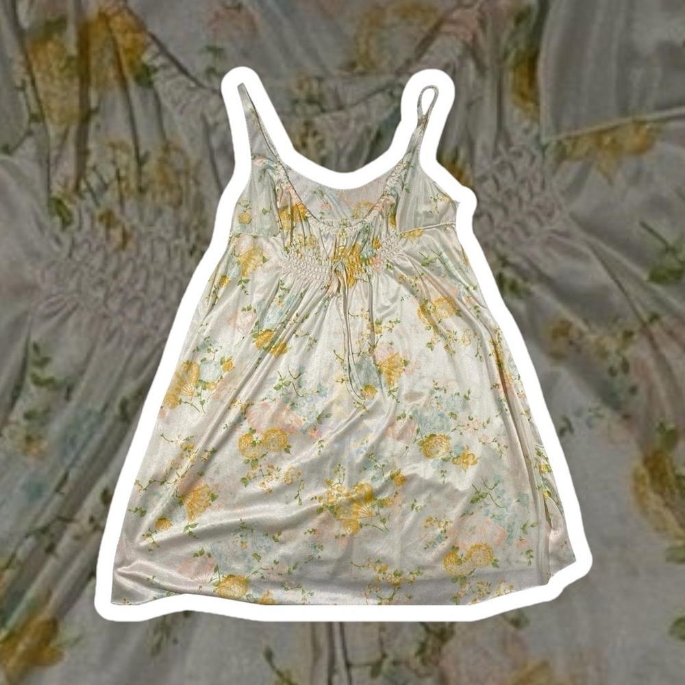 Vintage‎ Montgomery Ward Women's Floral Satin Nightgown Slip Dress Fairy Medium